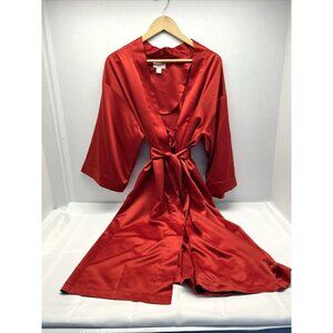 Cabernet by Sleep Sense Womens Deep Red Kimono Style Robe Mid Calf Size M